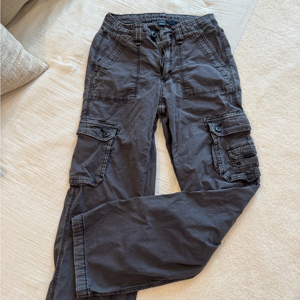 American Eagle Outfitters Women's Straight Leg Cargo Pants - Dark Gray